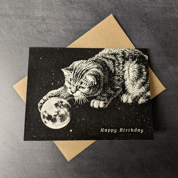 Moon Cat Birthday Card